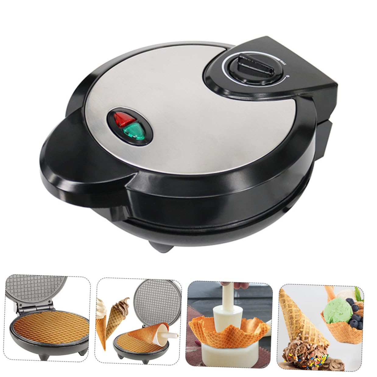 GALPADA Máquina Eléctrica para Hacer Barquillos y Crepes Antiadherente con Base Antideslizante para Uso Doméstico Cocina y Comedor Compacto y Fácil de Operar