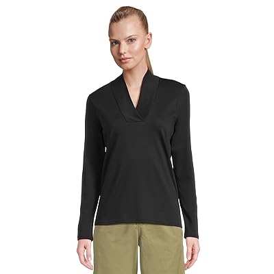 L.L.Bean Pima Shawl Long Sleeve Cotton T Shirts Women