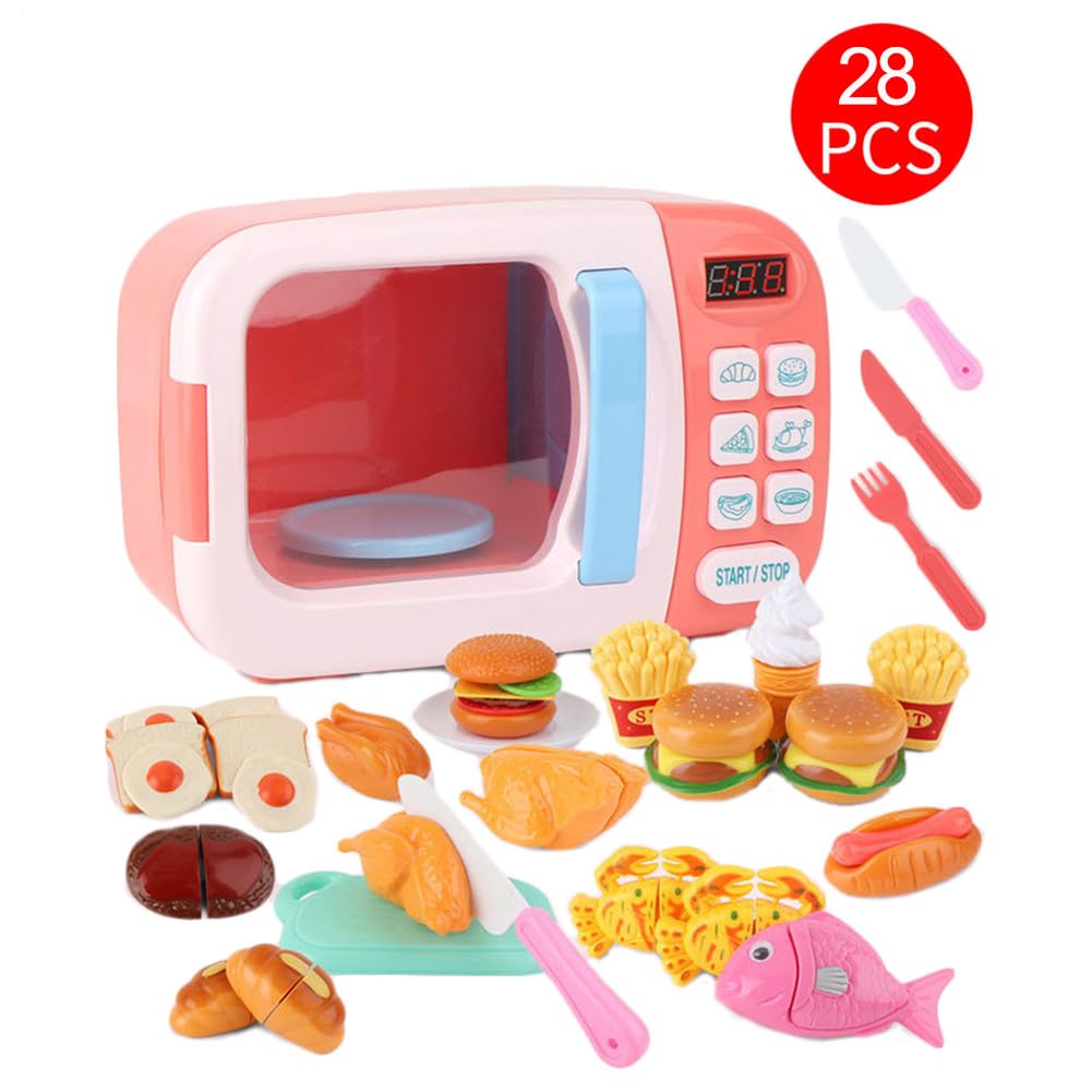 Generico Giocattolo con Forno a microonde: Gioca a Cucinare con e Suoni | Elettrodomestico da Cucina a Batteria Giocattolo educativo per Bambini (Cibo Casuale Incluso)