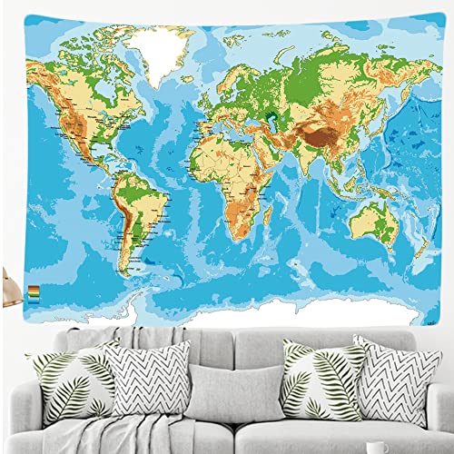 Ulticool - Weltkarte Wandteppich XXL - 200 x 150 cm - Poster Wand Teppich Tuch Fototapete - Hippie Boho Aesthetic Deko - Wandbehang Strandtuch Vorhang Gemälde - Accessoires Schlafzimmer Wohnzimmer