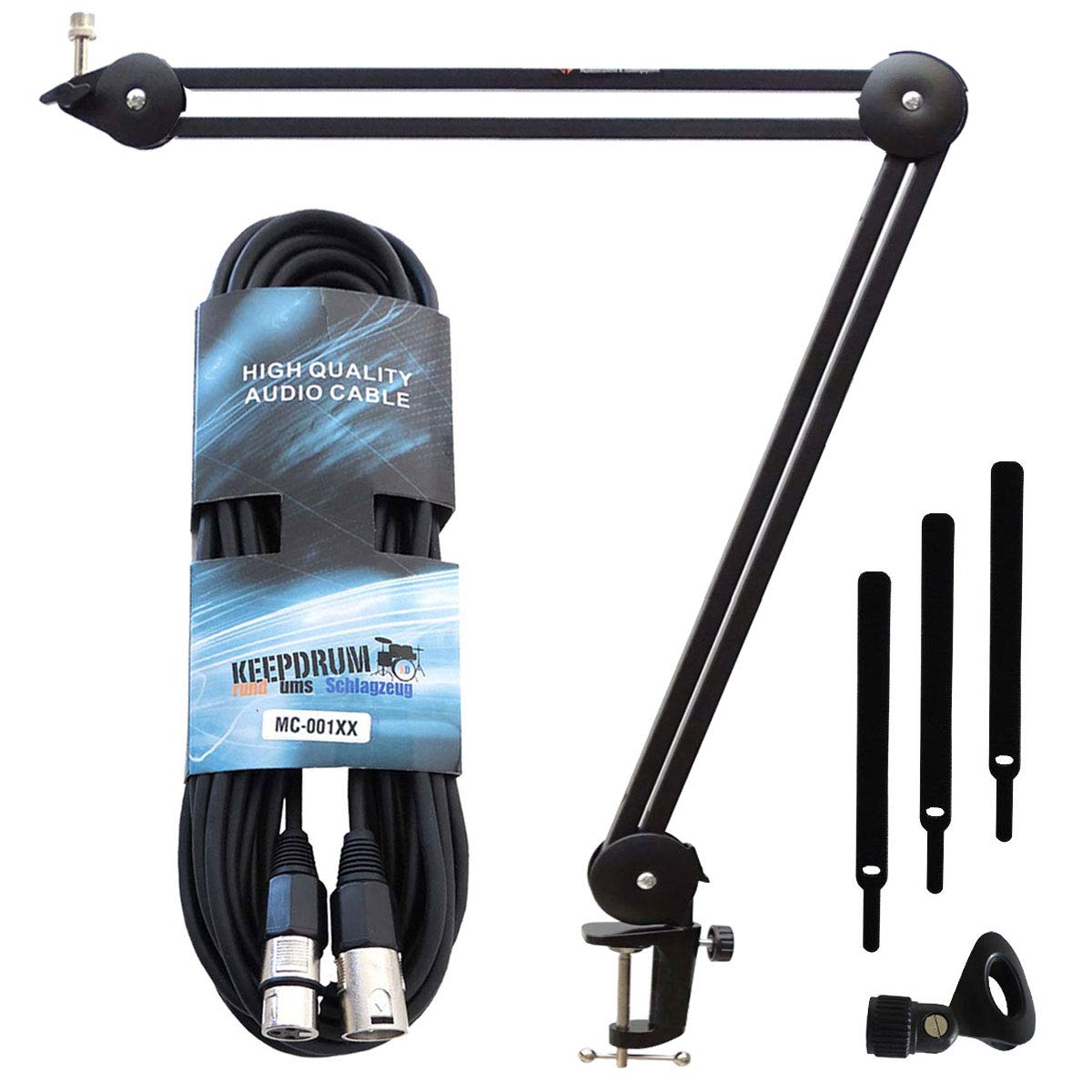 keepdrum MS138 statyw mikrofonowy + kabel mikrofonowy XLR 6 m