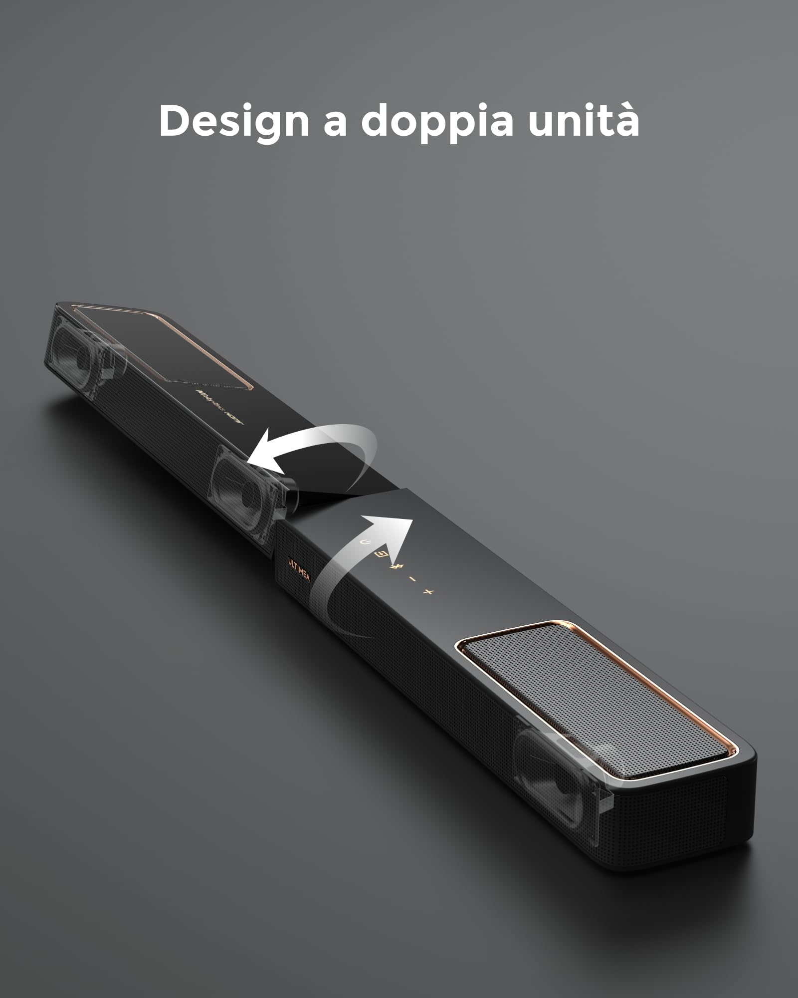 ULTIMEA 5.1.2 Soundbar TV con Dolby Atmos, 460W, Sistema Audio Surround, 2 Altoparlanti Surround, APP Controllo, Soundbar con Subwoofer Home Theater, Bluetooth 5.4, HDMI eARC, Skywave F40 Boom