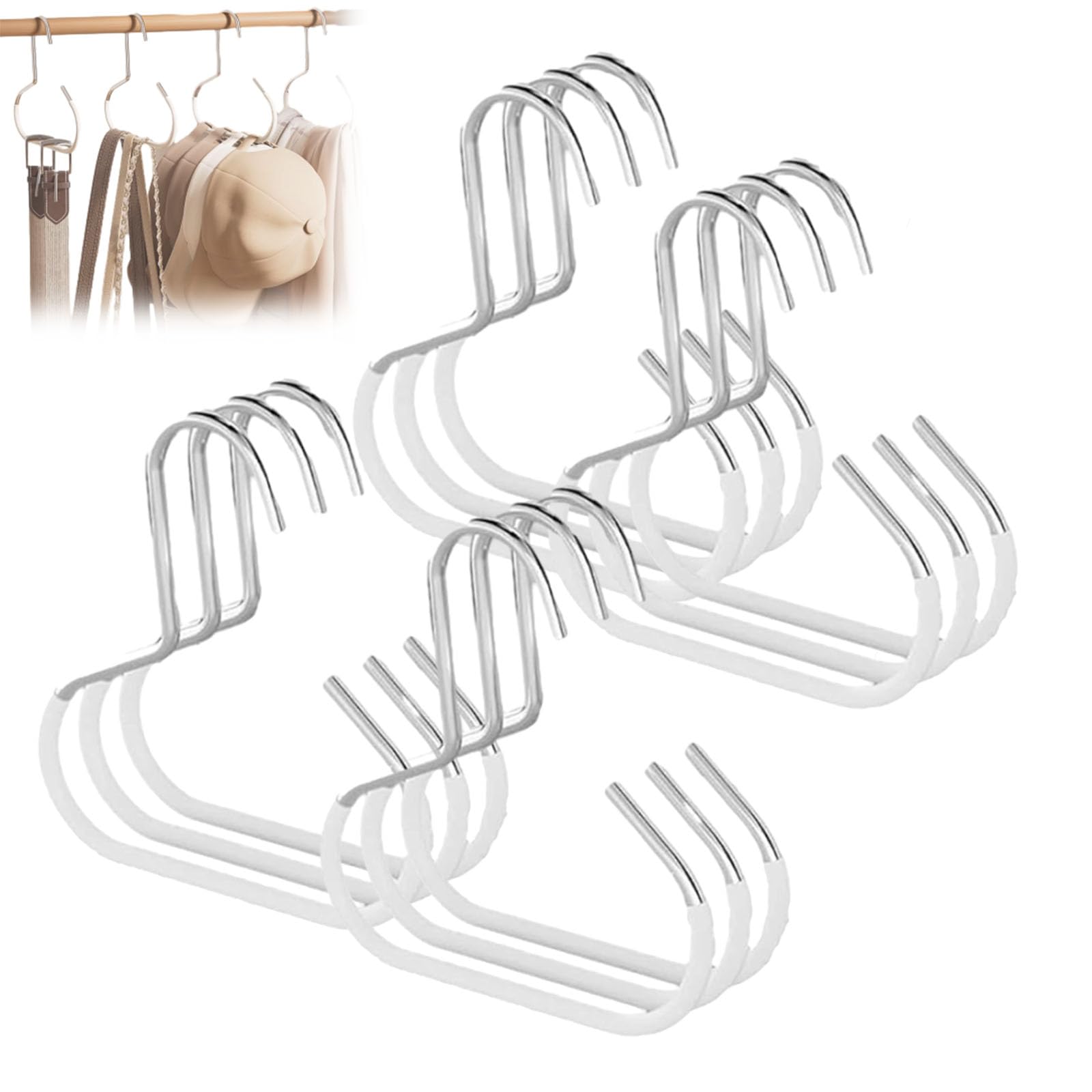 Durable Steel Hangers: Maximize Closet Space with Versatile Storage, Hat Organizer for Closet, Stainless Steel Hat Hangers, Space-Saving Hat Rack for Shawl, Scarf and Accessory (White, 12pcs)