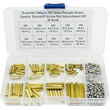 240pcs M2 8-Sizes Male-Female Brass Spacer Standoff Screw Nut Assortment Kit
