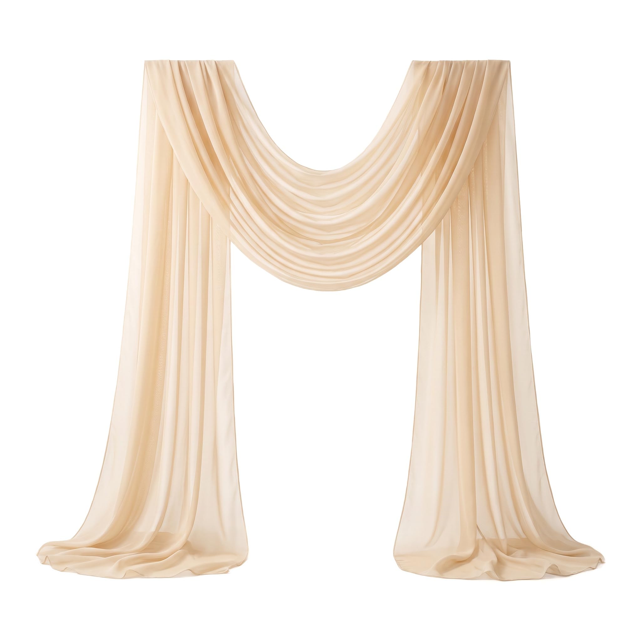 CavspkArt 75 x 600 cm Champagne Wedding Arch Draping Fabric, Sheer Voile