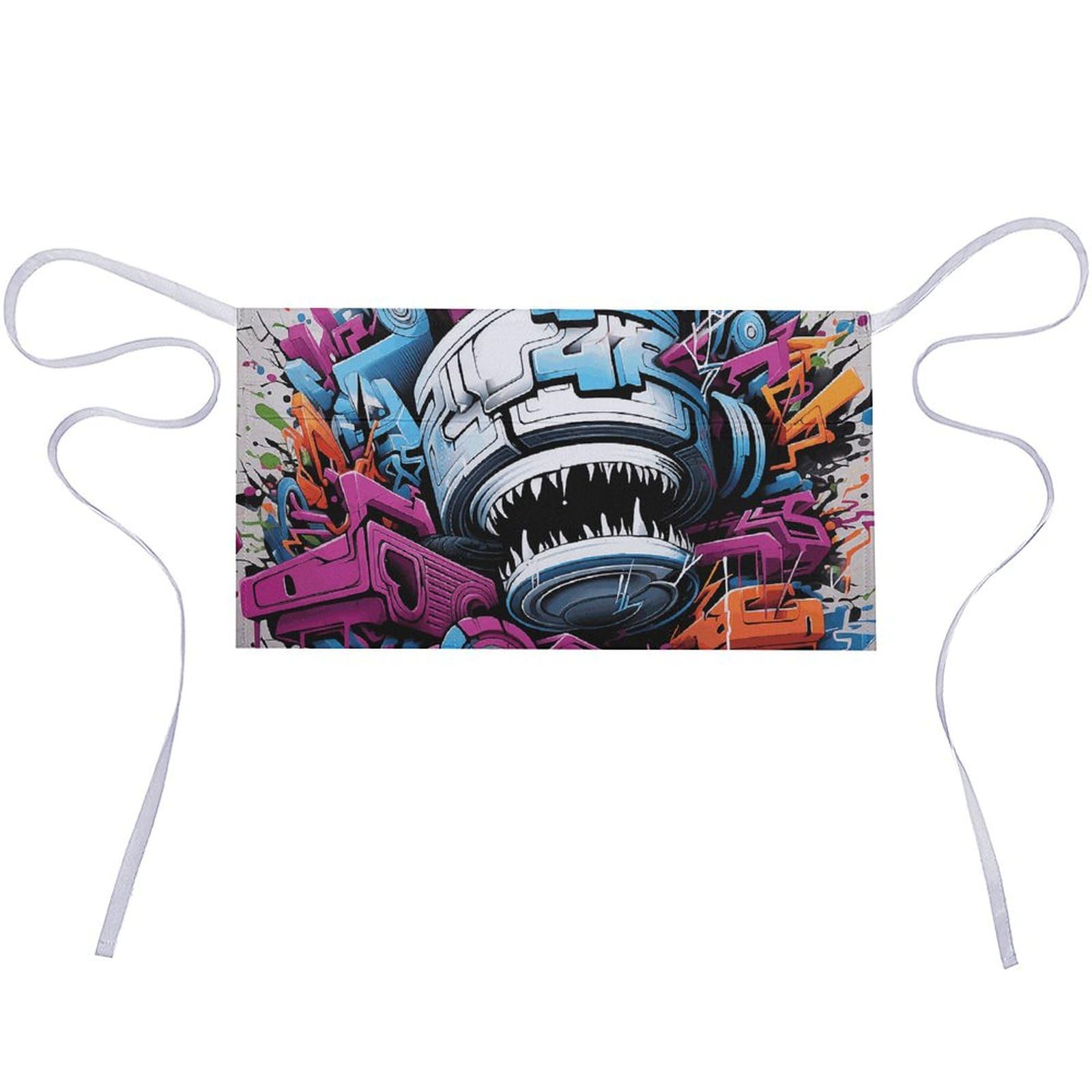 DJUETRUI Colorful Graffiti Adjustable for Women Men with Pockets Extra Long Lab Apron Butcher Apron Oxford Cloth Cotton Apron for Kitchen Cooking Baking