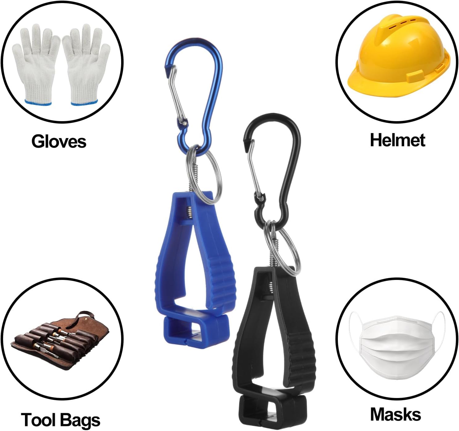 ZOFORTY 30 PCS Glove Clips for Work Glove Holders, Glove Holder Clip, Glove Grabber Clip Holder for Belt Guard Labor Worker Construction, Black & Blue