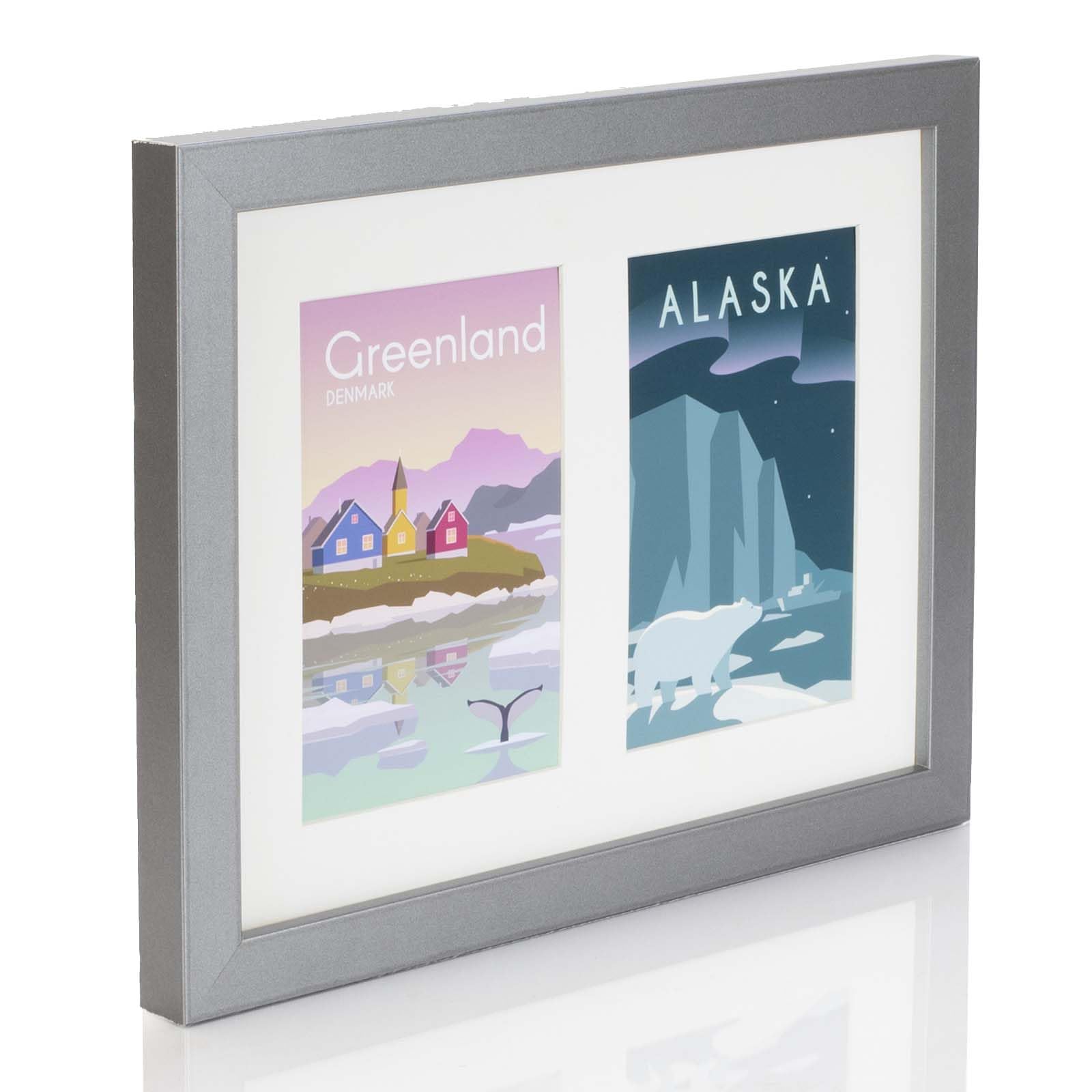 Boldon Framing Gunmetal Multi Aperture Photo Picture Frames Holds 2, 3 Or 4 Photos Various Sizes And Colours-Fits 2 7X5 Inch Photos