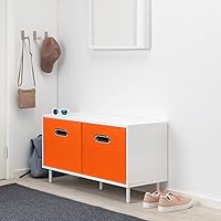 Vista 4 de Contenedores de almacenamiento de cubo de tela negros, 13x13x13 pulgadas, organizador de cubos plegable con cajas de almacenamiento con asas duales