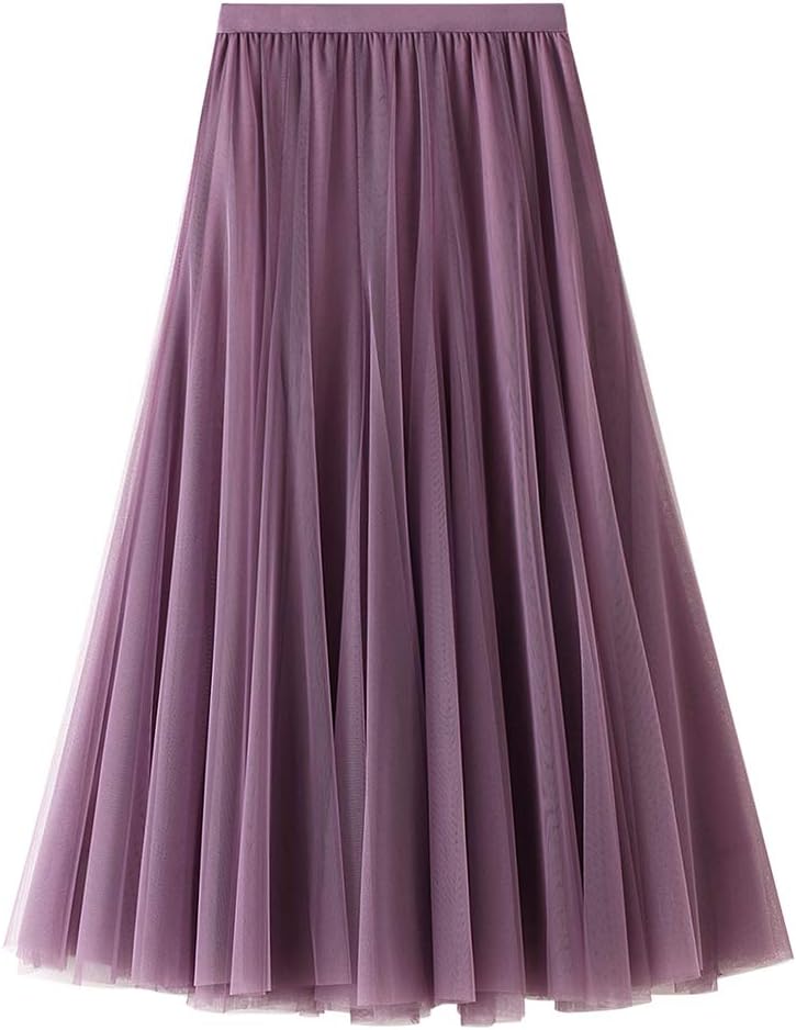 Tulle Skirts for Women Pleated Layered Tutu Skirt Ladies Elegant Flowy Long Skirts Bridesmaid Wedding Midi Skirt - Image 4