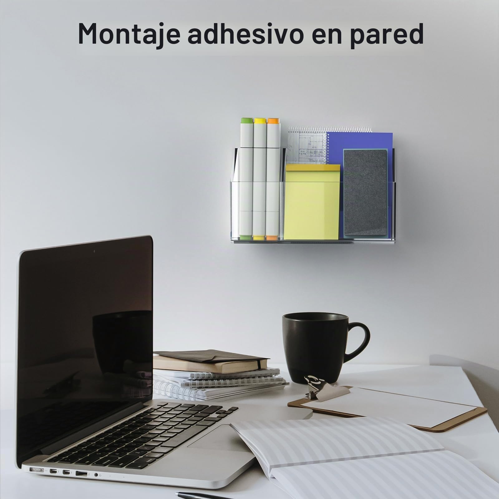 Portalápices magnético de acrílico transparente de borrado en seco para pizarra blanca, nevera, taquilla de 8.4 x 4.8 x 2.4 pulgadas, soporte autoadhesivo grande para bolígrafos de pared para