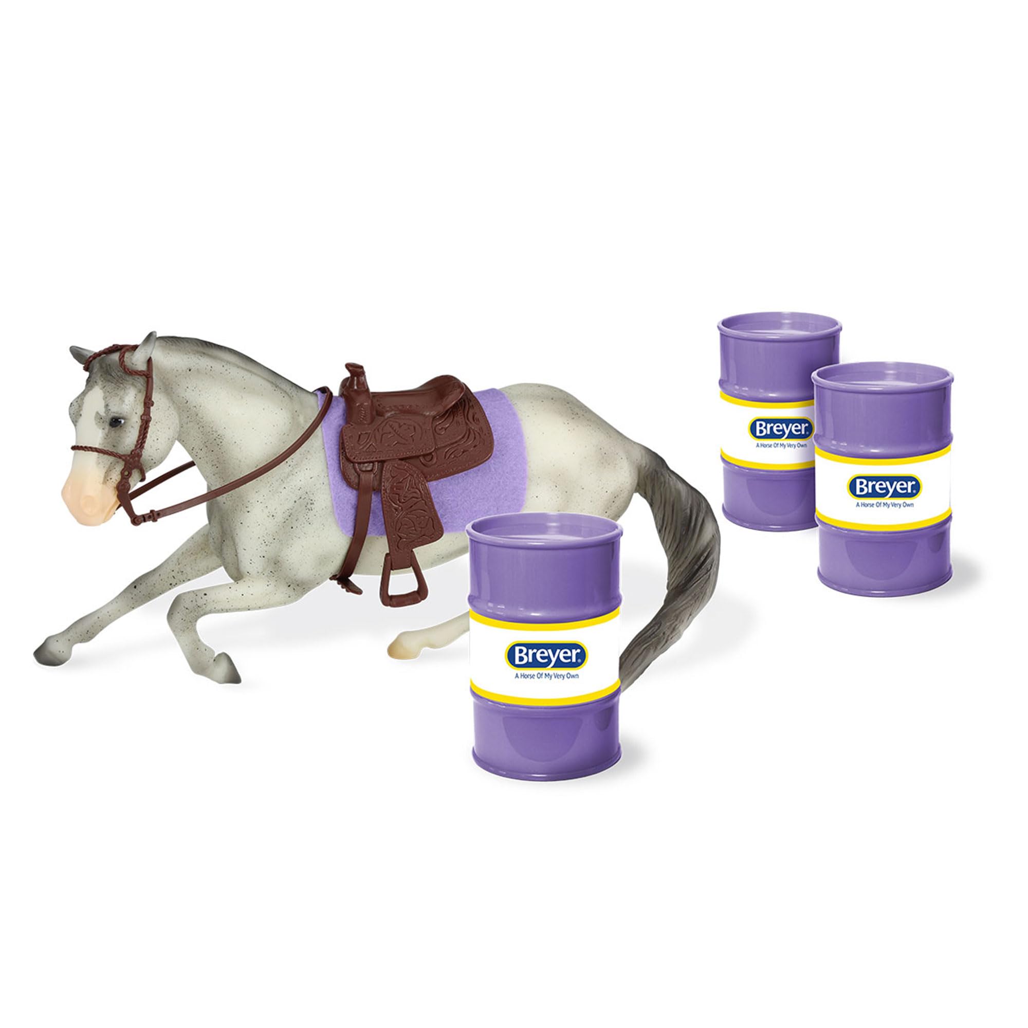 Breyer Bandai Barrel Racing Horse and Rider Playset, Grey