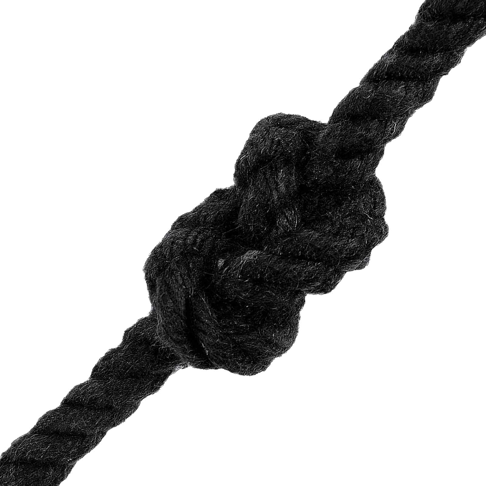 Cuerda de algodón negro 0,6 x 0,6 x 25000 cm, 3 capas para cuerda, cuerda de rocío, manualidades, fijación, jardín, bricolaje y proyectos de macramé