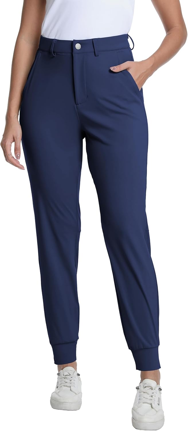 Women's Golf Joggers Pants with Belt Loops Stretch Travel Work Slacks Business Ankle Dressy Casual Sweatpants