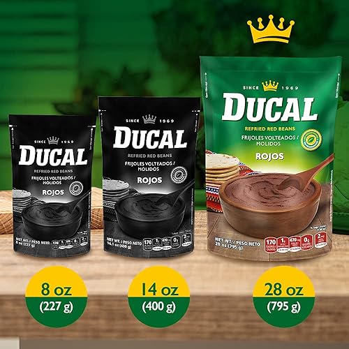 Miniatura 4 de Ducal Frijoles rojos refritos orgánicos de 28 onzas. Frijoles rojos refritos vegetarianos instantáneos, sin OMG y sin gluten, excelente fuente de