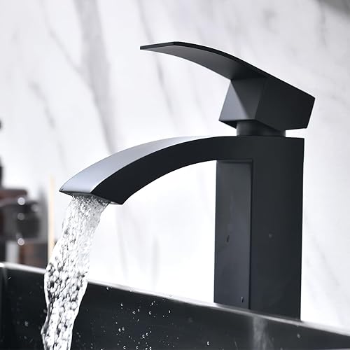 Miniatura 4 de Fregadero de baño negro de 16 x 12 pulgadas, fregadero rectangular sobre mostrador para baño, fregadero de acero inoxidable negro calibre 16 con