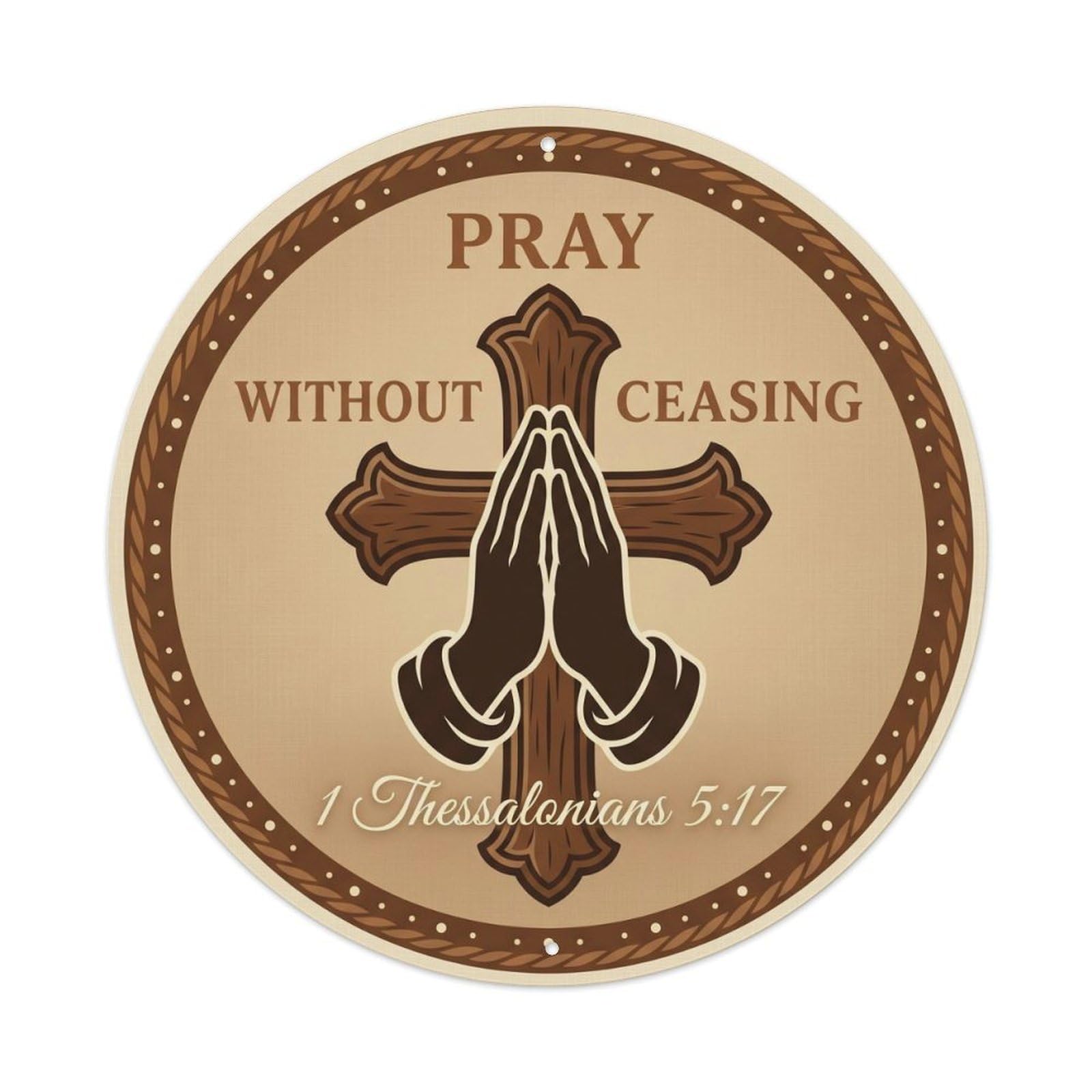 Prayer Blessing Scripture Ribbon Multilingual Verse Metal Tin Sign Plaque Wall Decor for Cafe, Man Cave, Club Bar, Office, Home Garden Round Metal Poster 8x8Inch