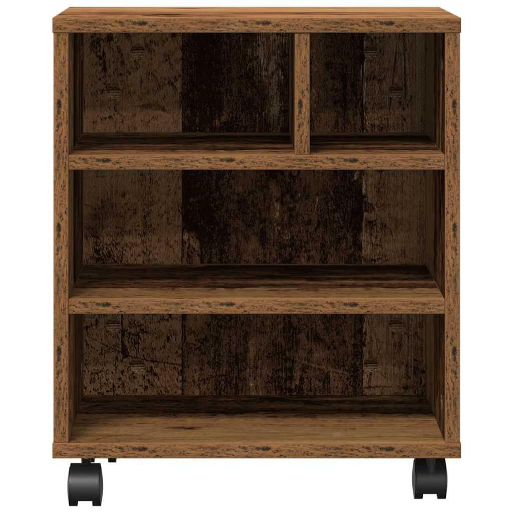 Druckerständer Holzwerkstoff mit Rollen, 41 x 32 x 48 cm, rustikaler Look, mobiler Druckerwagen für Büro und Zuhause, Stabiler Druckertisch aus strapazierfähigem Holzwerkstoff,