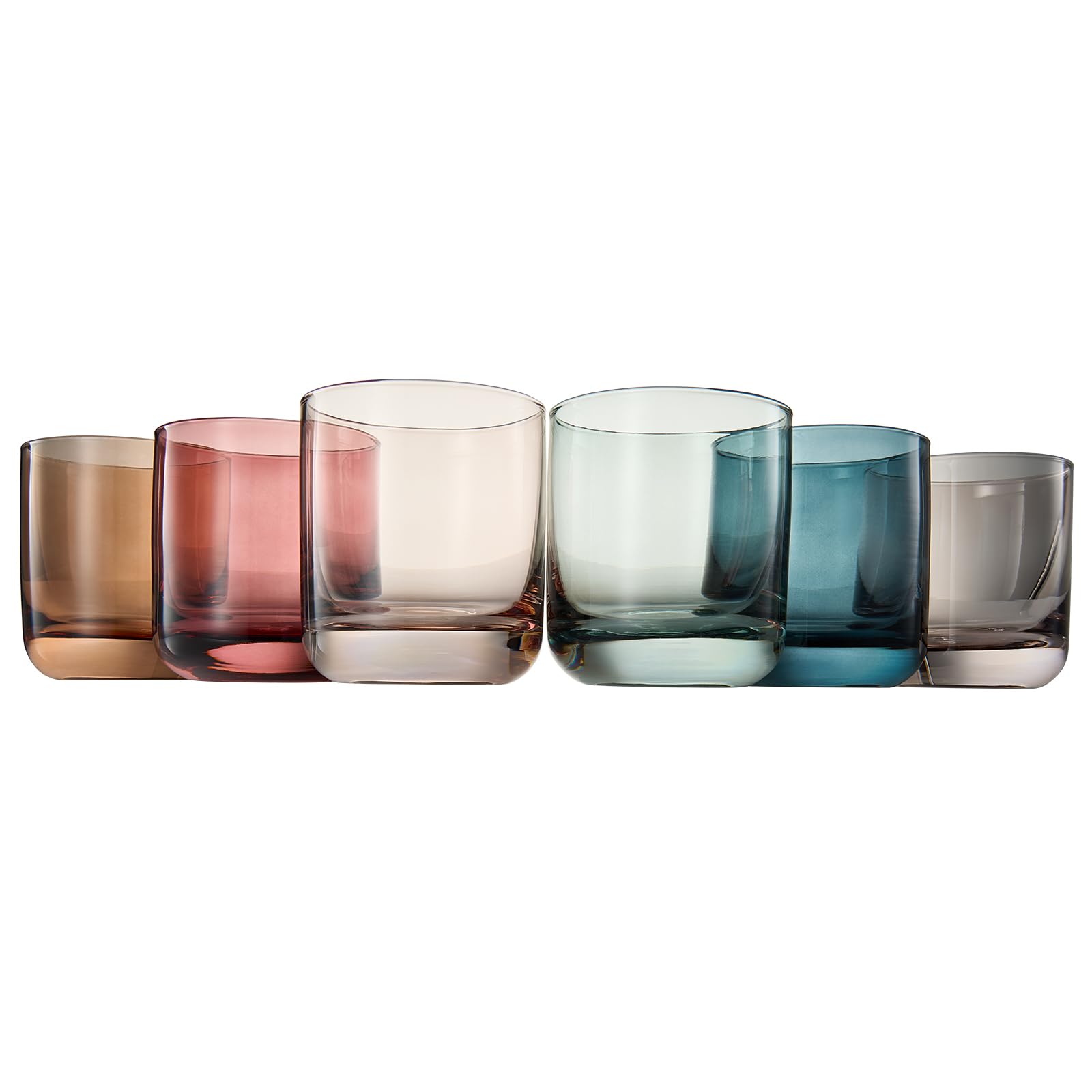 Khen Vintage altmodische Trinkgläser,Set mit 6 Stück,272 ml gedämpfte klassische Whiskey-Glaswaren, pastellfarbenes Trinkglas für Getränke, Cocktail, Bourbon, Wasser, Geschenk für Ihn (272 ml)