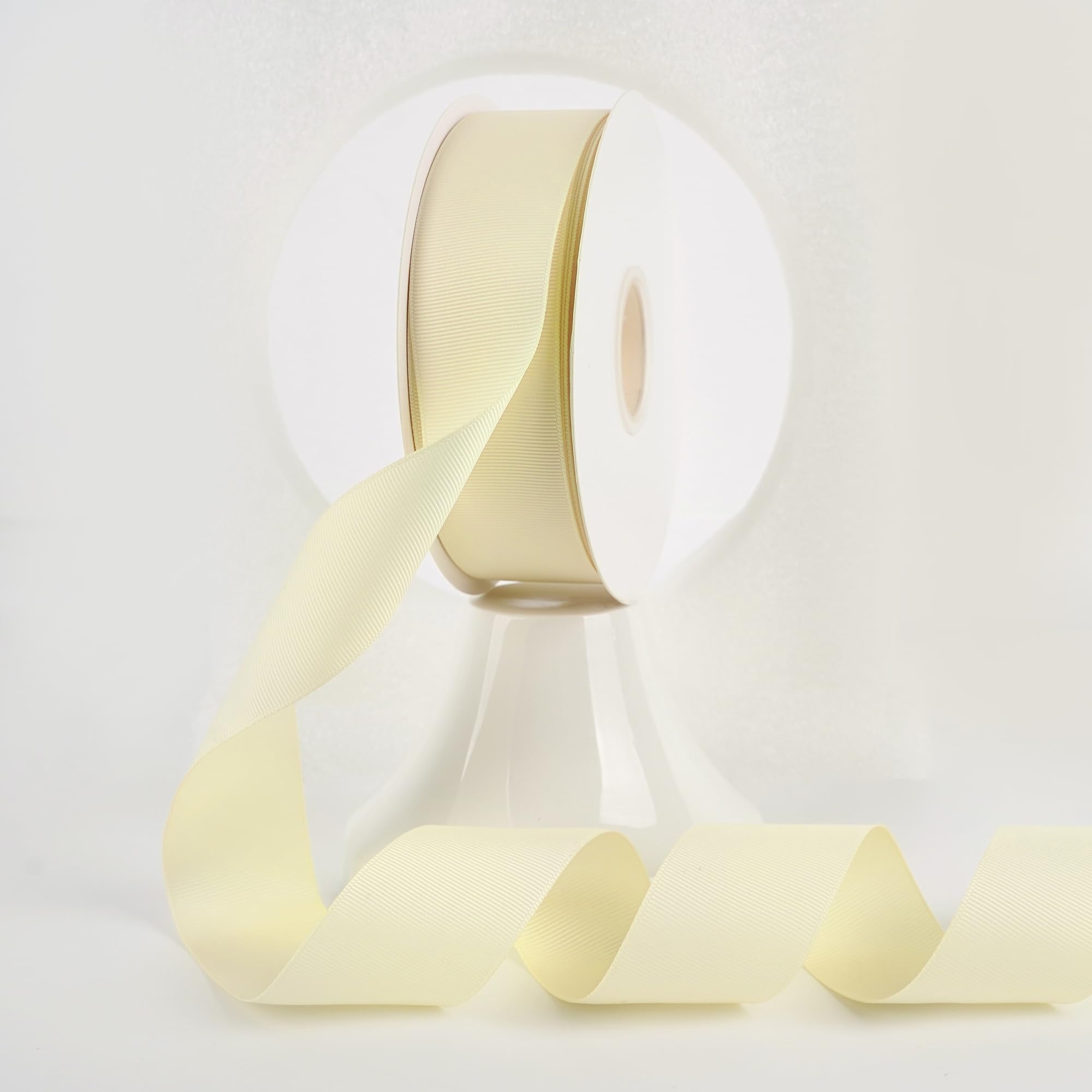 MEEDEE Ivory Grosgrain Ribbon 1-1/2 Inch Grosgrain Hair Ribbons 50 Yards Per Roll Thick Ivory Ribbon for Hair Bow Supplies Boutique Ribbons for Crafts