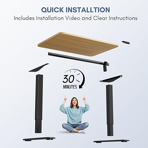 Miniatura 93 de Furmax - Escritorio eléctrico de altura ajustable de pie grande de 63 x 24 pulgadas, escritorio de pie para oficina en casa, alturas prestablecidas