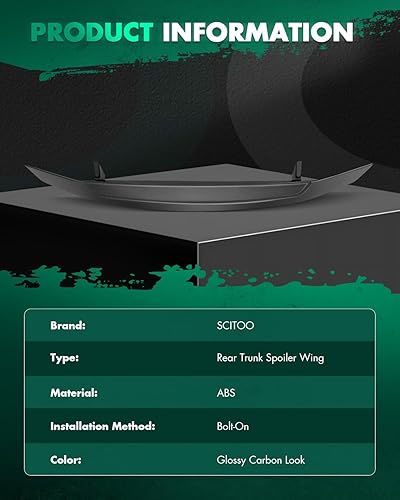 Miniatura 3 de SCITOO Spoiler Wing GT Style Universal 52" ABS Brillante Carbono Aspecto Trasero Alerón Alerón