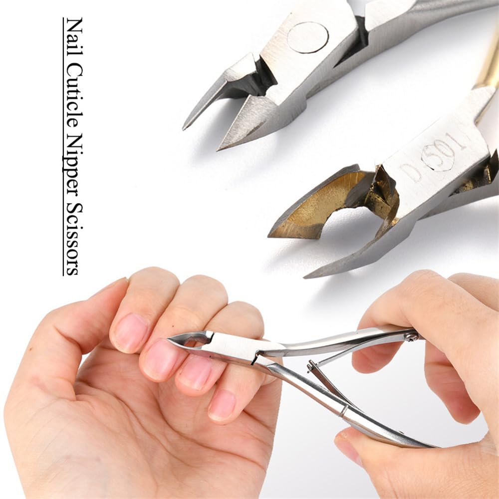 Profesjonalne nożyczki do skórek, obcinacz do paznokci, pęseta ze stali nierdzewnej, narzędzie do usuwania palców, obcinacz do pedicure, narzędzia do manicure, złoto