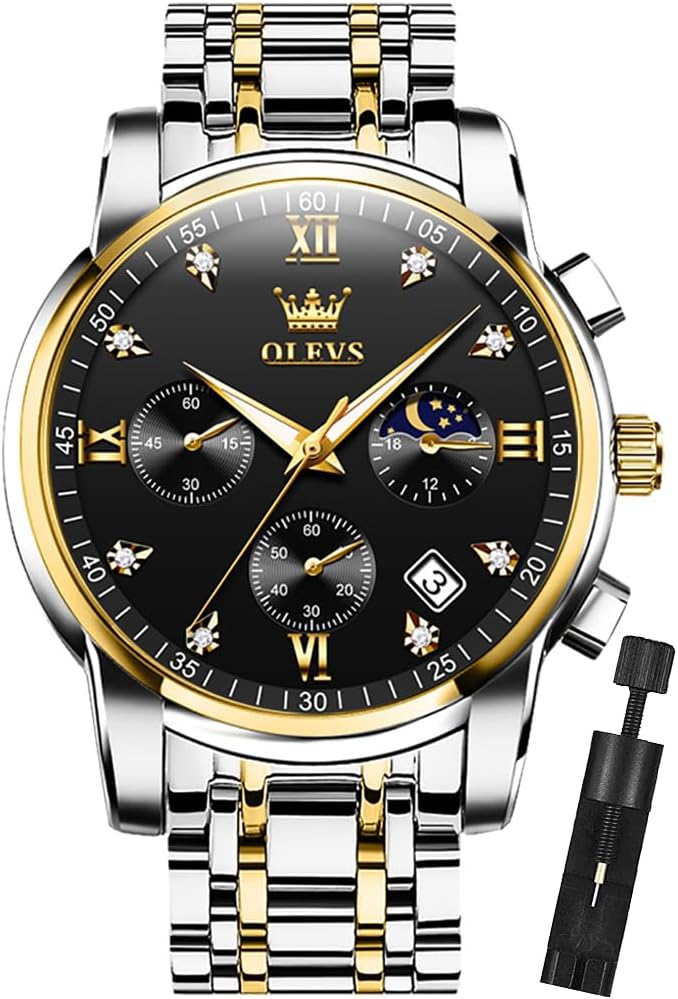 Mens Watches Chronograph Business Dress Quartz Stainless Steel Waterproof Luminous Date Wrist Watch