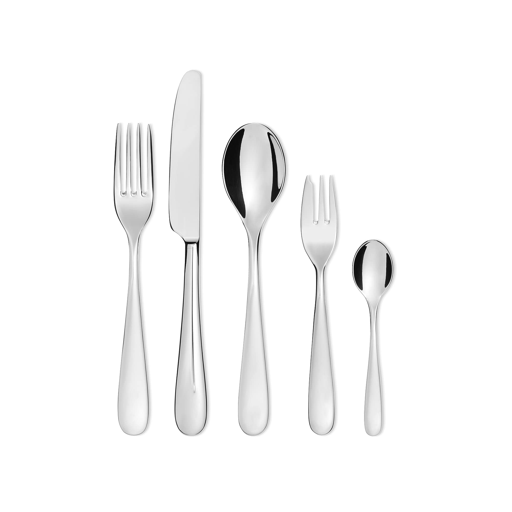Alessi 5180/1 Nuovo Milano Cucchiaio da Tavola in Acciaio Lucido, Set da 6