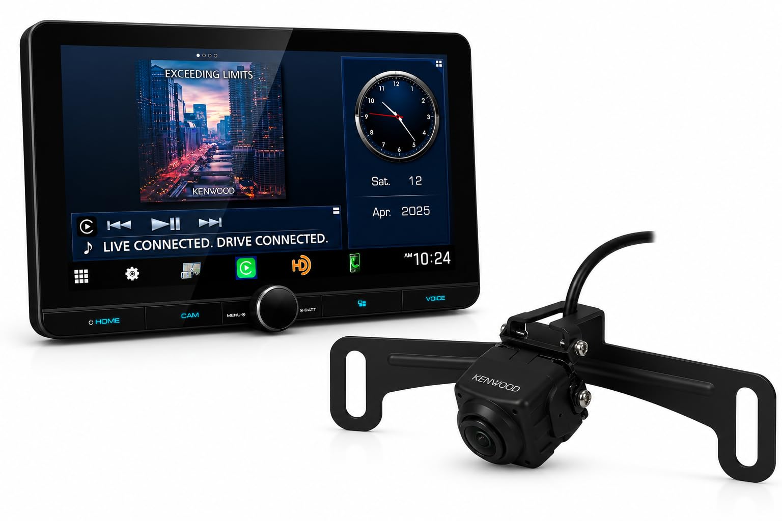 KENWOOD DMX1038S 10.1” Touchscreen Car Stereo Radio – Double DIN Bluetooth Receiver | Plus KENWOOD CMOS-230LP1 Universal Backup Camera