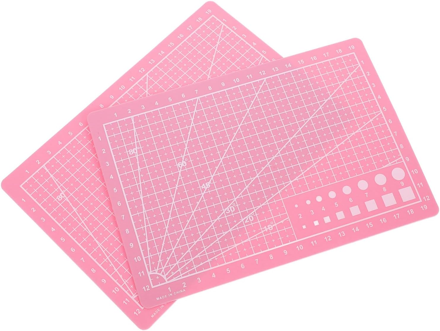 2PCS A5 Double-Sided Self-Healing Cutting Mat for Crafts Pink Gridded Rotary Cutting Board for Sewing Quilting Scrapbooking Projects