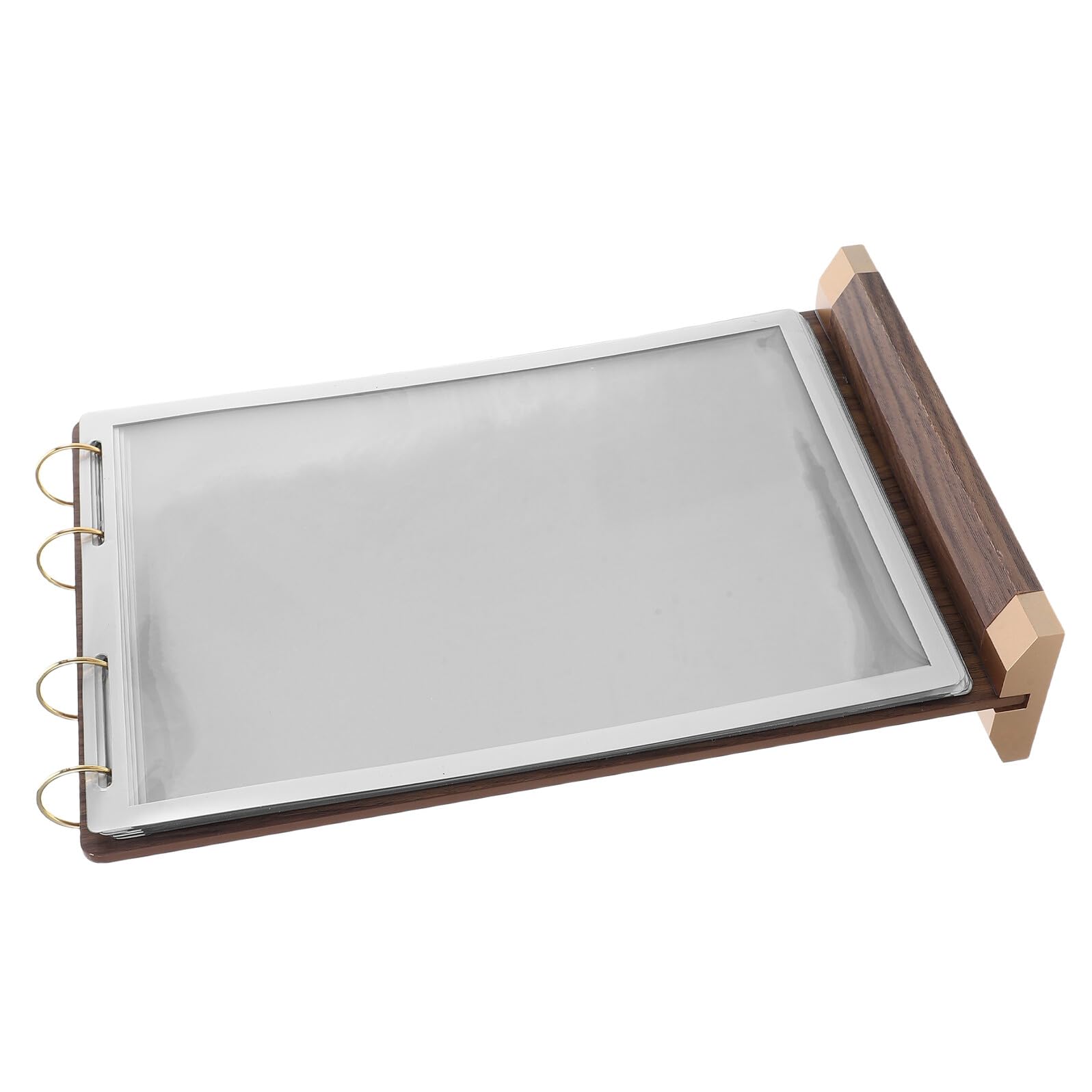 Soporte para Menú de Mesa Abatible de Madera de Nogal Expositor A4 de 6 Páginas para Restaurantes y Cafeterías Soporte para Letreros de Escritorio Elegante y Funcional