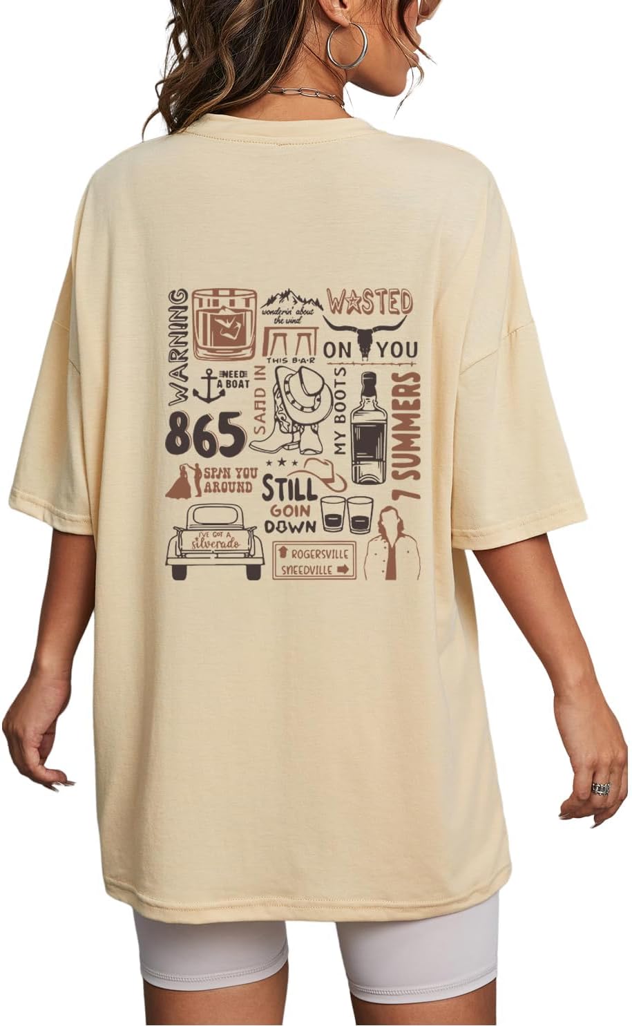 Country Shirts for Women Western Cowgirl Tshirt Oversized Cow Skull Graphic Tees Tops - Image 3