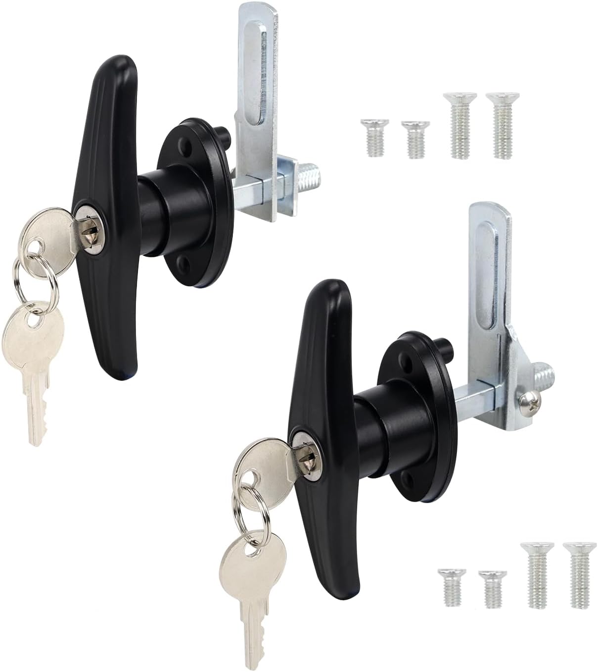 Truck Cap Locking T-Handle, Matching Set T-Handles Lock, Truck Cap Topper Camper Shell Locking T-Handle, Keyed Alike Black T-Handle Lock kit (Left&Right)-Complete Set (2 Locks)