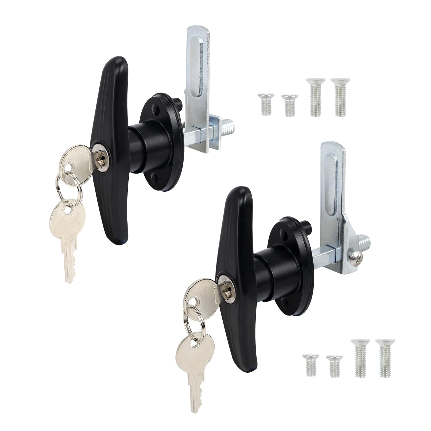 Truck Cap Locking T-Handle, Matching Set T-Handles Lock, Truck Cap Topper Camper Shell Locking T-Handle, Keyed Alike Black T-Handle Lock kit (Left&Right)-Complete Set (2 Locks)