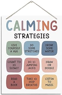 Mental Sign, Calming Strategies Sign, Rustic Hanging Wood Plaque Sign, Self Regulation Sign, Anxiety Relief Decor, Mental Health Sign for Therapy Room Decor, Counseling Room Decor, Door Sign