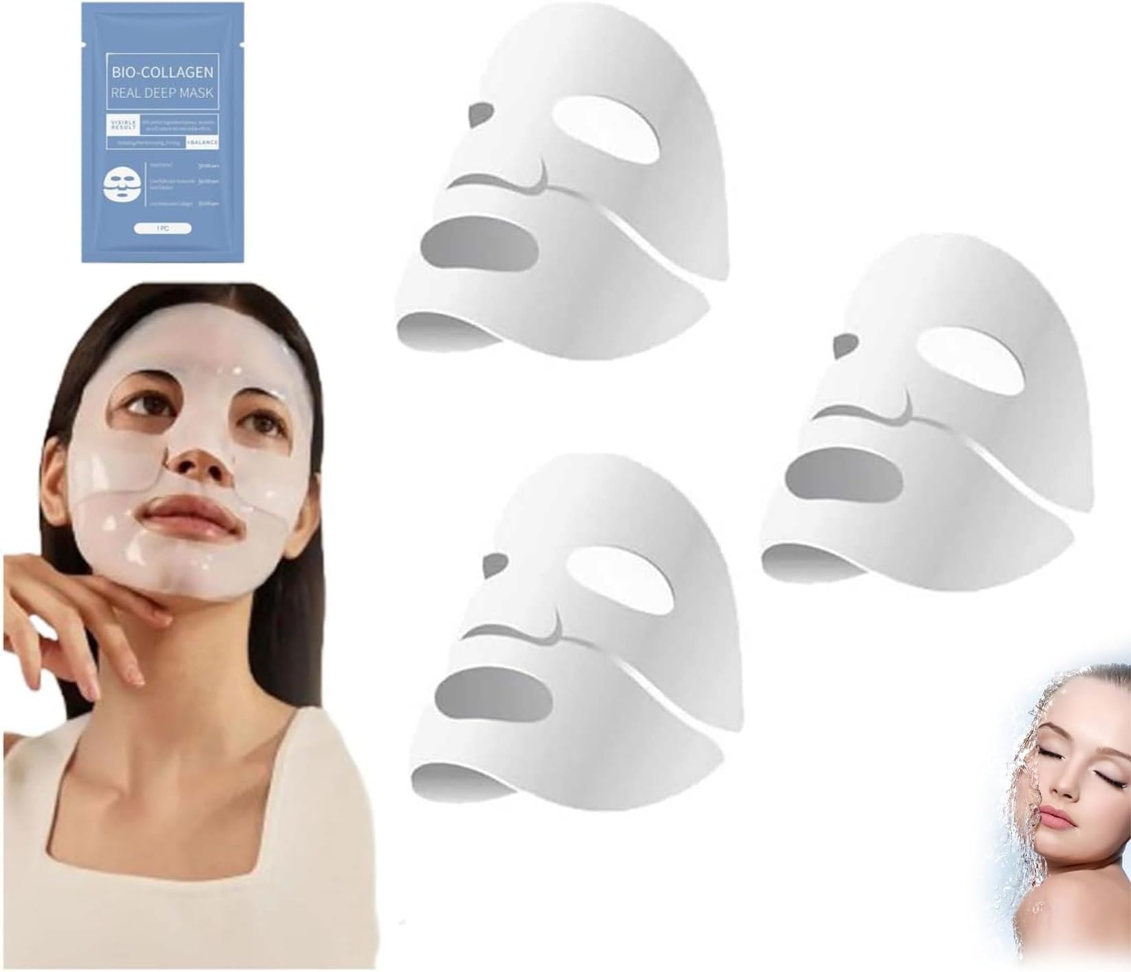 Generic Bio Collagen Face Mask Overnight, Pure Bio Collagen Films Face Mask, Bio-Collagen Real Deep Mask, Bio-Collagen Deep Hydrating Overnight Mask, Collagen Sleeping Mask For Face (3pcs)