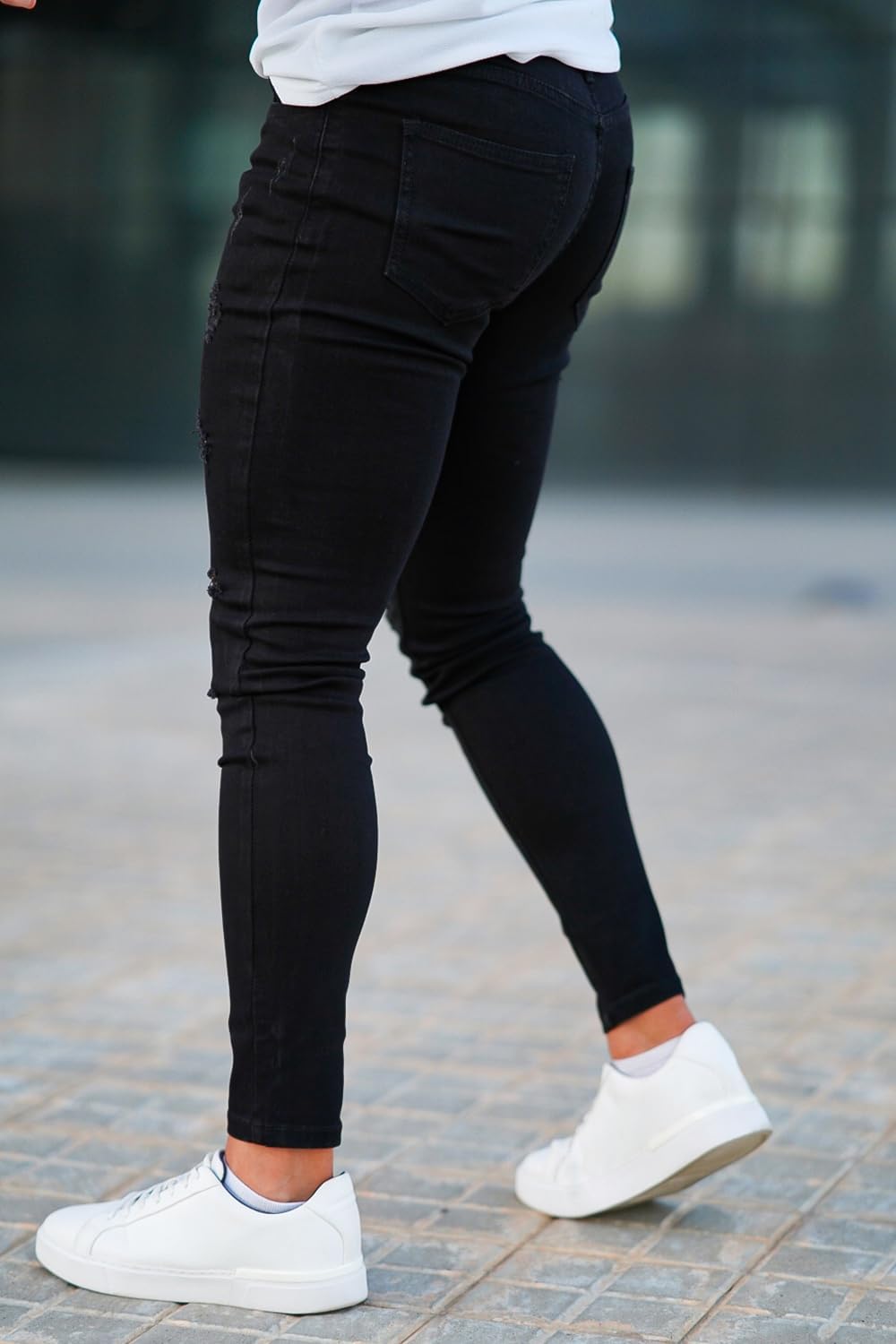 GINGTTO Men's Skinny Jeans Stretch Ripped Tapered Leg - Image 4