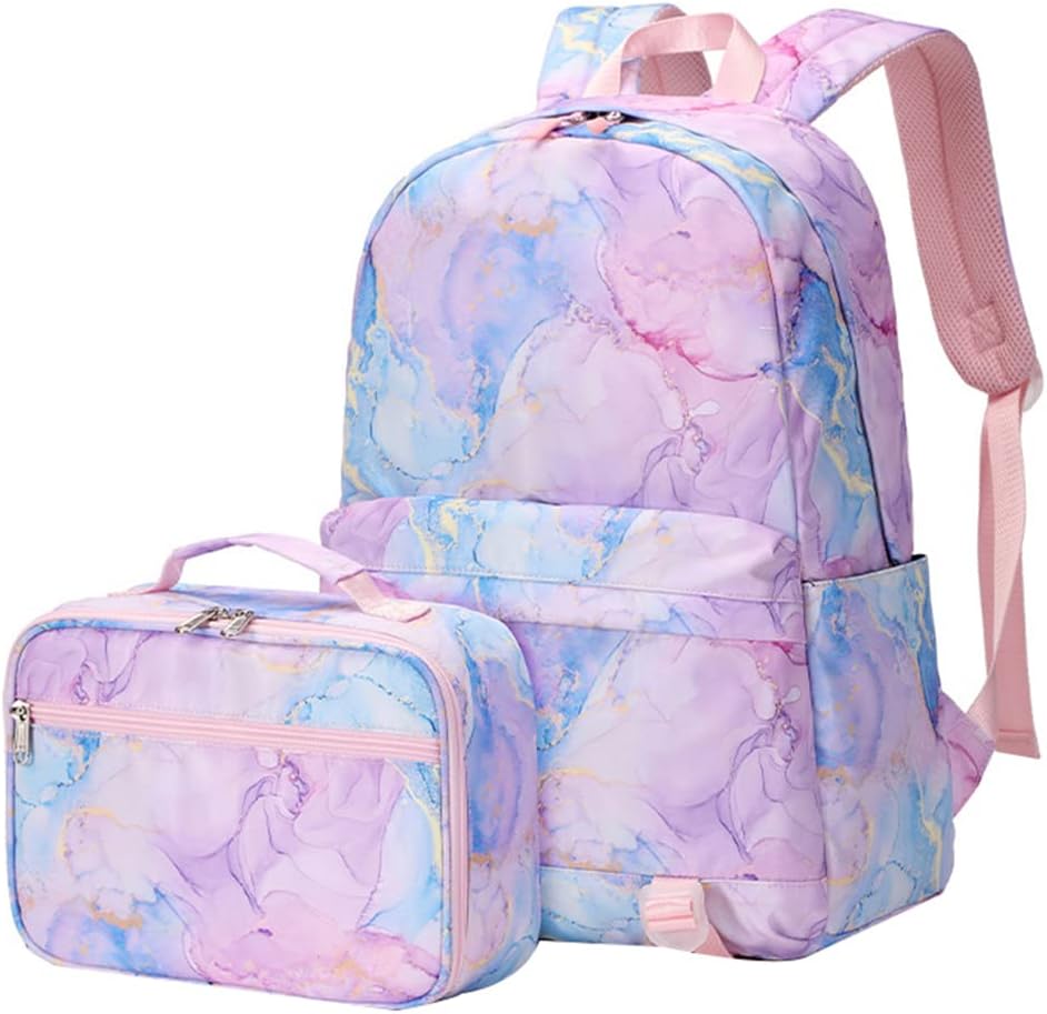 Junior high school Backpack Sets 2Pcs Daypack with Lunch case Girls Middle school Bag