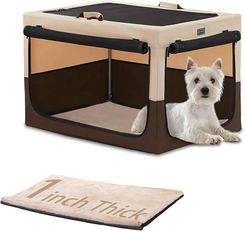 Miniatura 7 de Petsfit Jaula portátil para perros, cubierta de tela ajustable por tubo de hierro en espiral, a prueba de masticar, fortalece la costura, plegable,