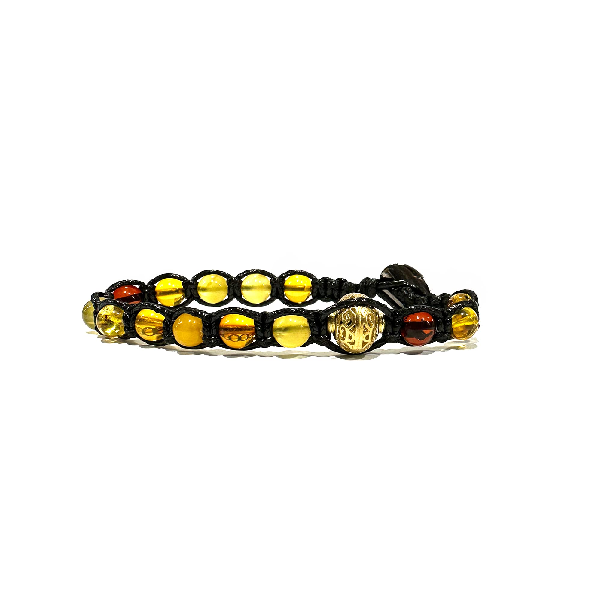 Samsara Bracciale Tibetano Buddista in Ambra - Bracciale Terapeutico e Spirituale Benessere Mente e Corpo - Filo in cotone cerato