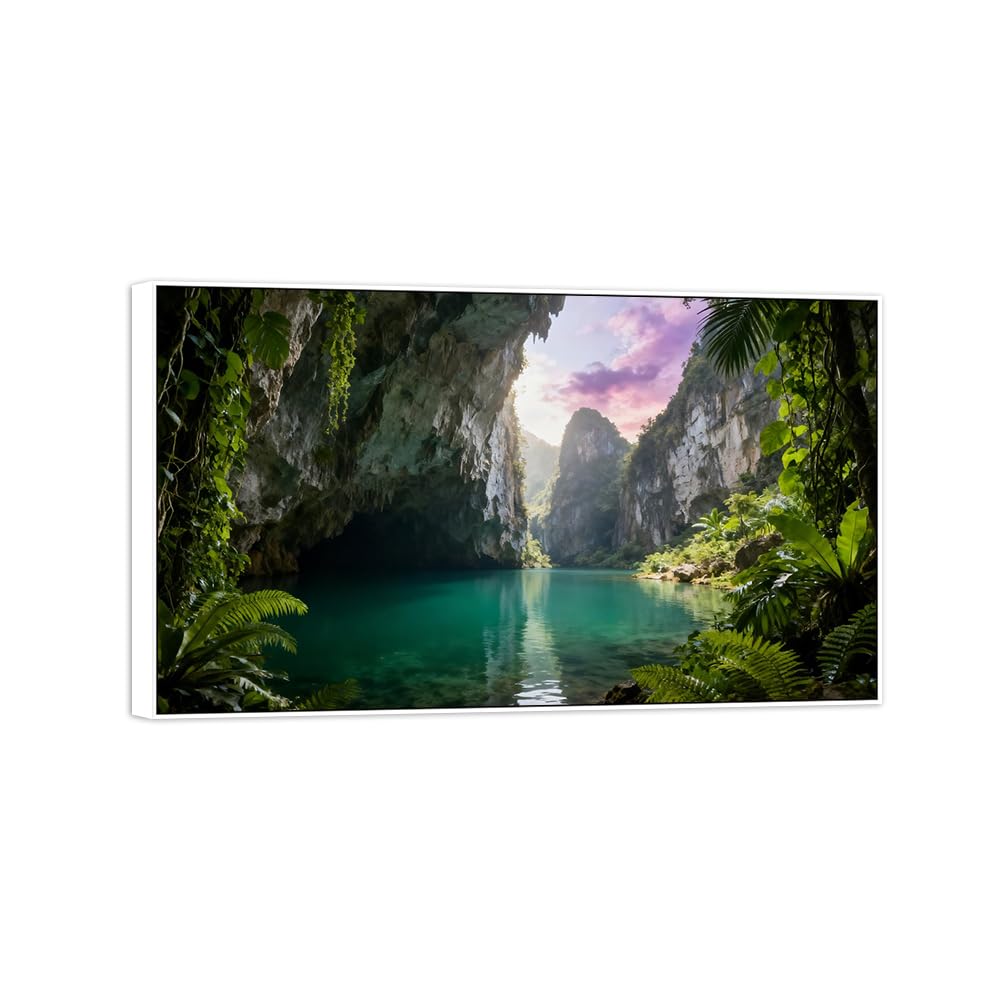 Landscape Canvas Prints Mountain Lake 6. Home Decor 40x70cm White Frame