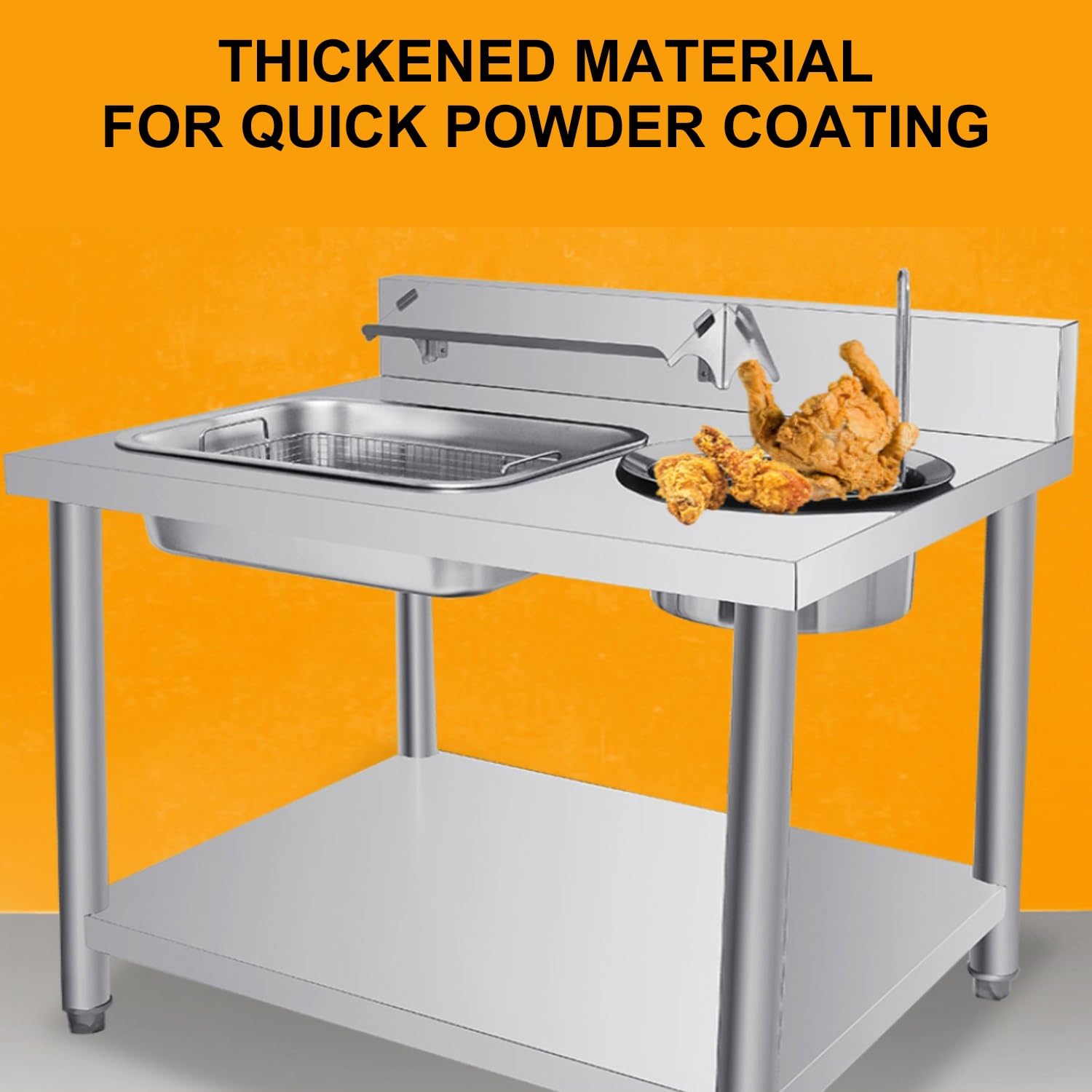 業務用食品準備作業テーブルパン粉付けテーブル、ステンレス容器と