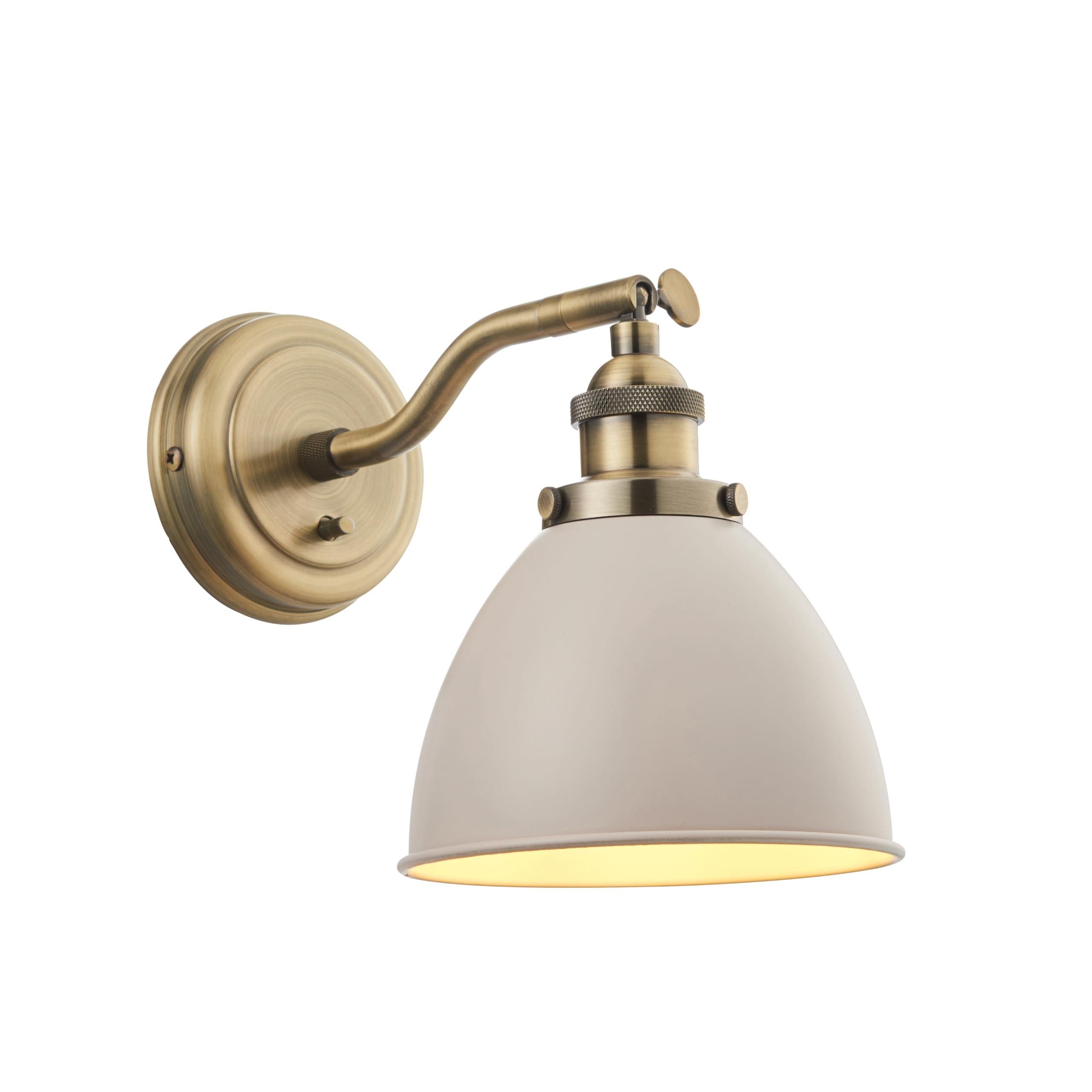 National Lighting Vintage Wall Light, Industrial Wall Lamp, Dimmable Switched Sconce Wall Light for Living Room, Bar, Antique Brass, IP20 Rated (Not Included)