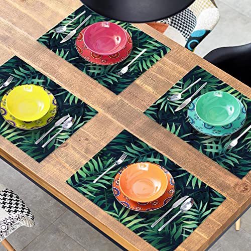 Set de table feuille tropicale de 30x46 cm antidérapant et résistant pour l'été - Lot de 6 - 8