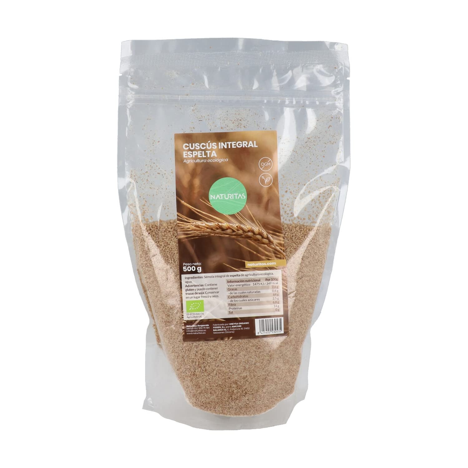 Cous Cous integral de espelta Bio | 500 g | Naturitas Essentials | Cereal antiguo rico en fibra | Sémolas | Semola De Trigo