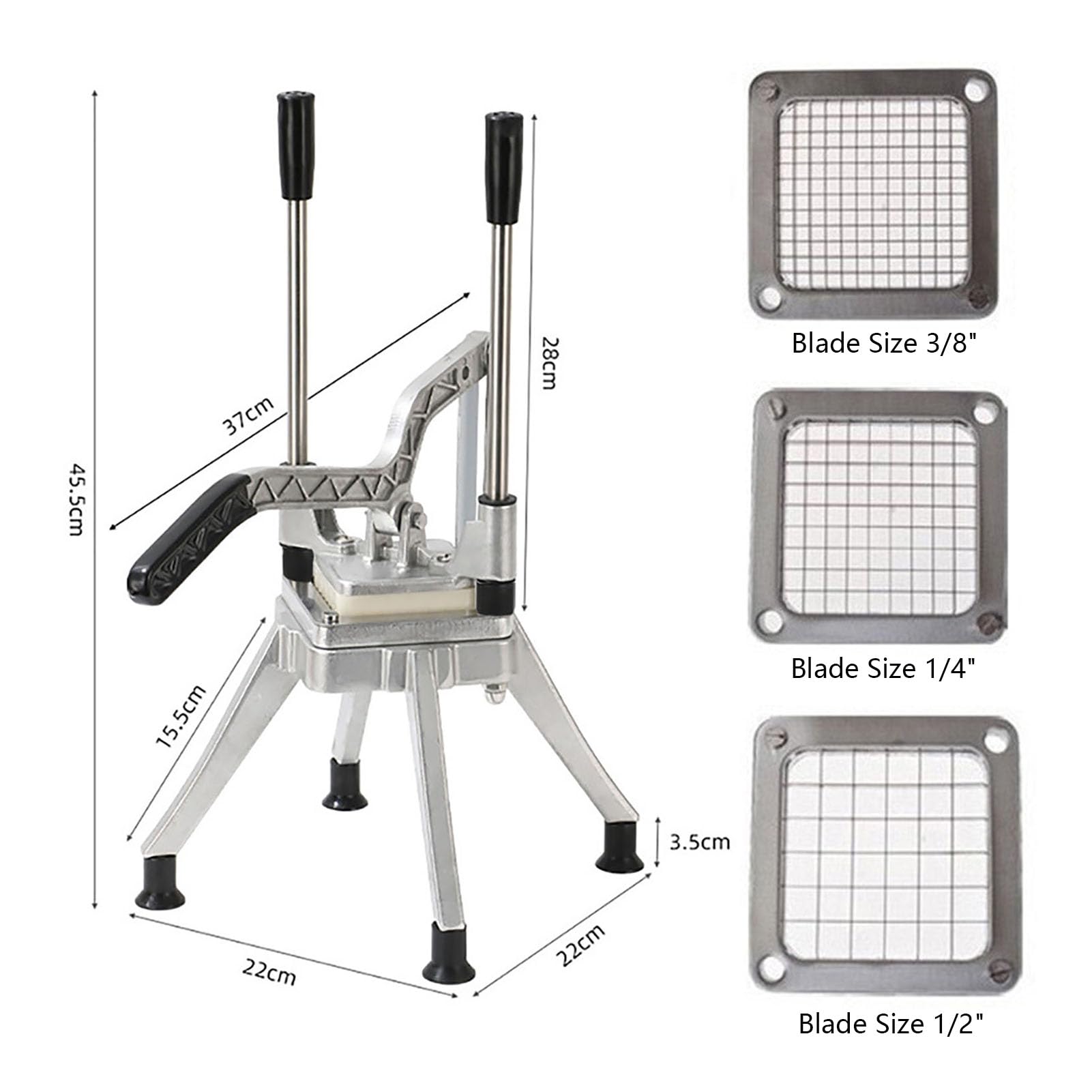 Cortador de Patatas Fritas Manual Profesional, 3 Cuchillas Reemplazables, Cortapatatas de Acero Inoxidable para Patata, Zanahoria, Pepino, Picador de Cocina Cocina Hogar y Negocio
