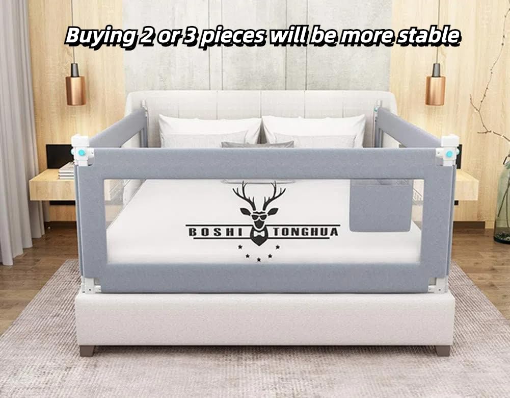 Barandilla de cama para niños pequeños, extra larga, plegable, de seguridad, con patrón querido, barandilla para niños, para cama individual, doble, matrimonial, Queen King (1 lado, 150 cm L)