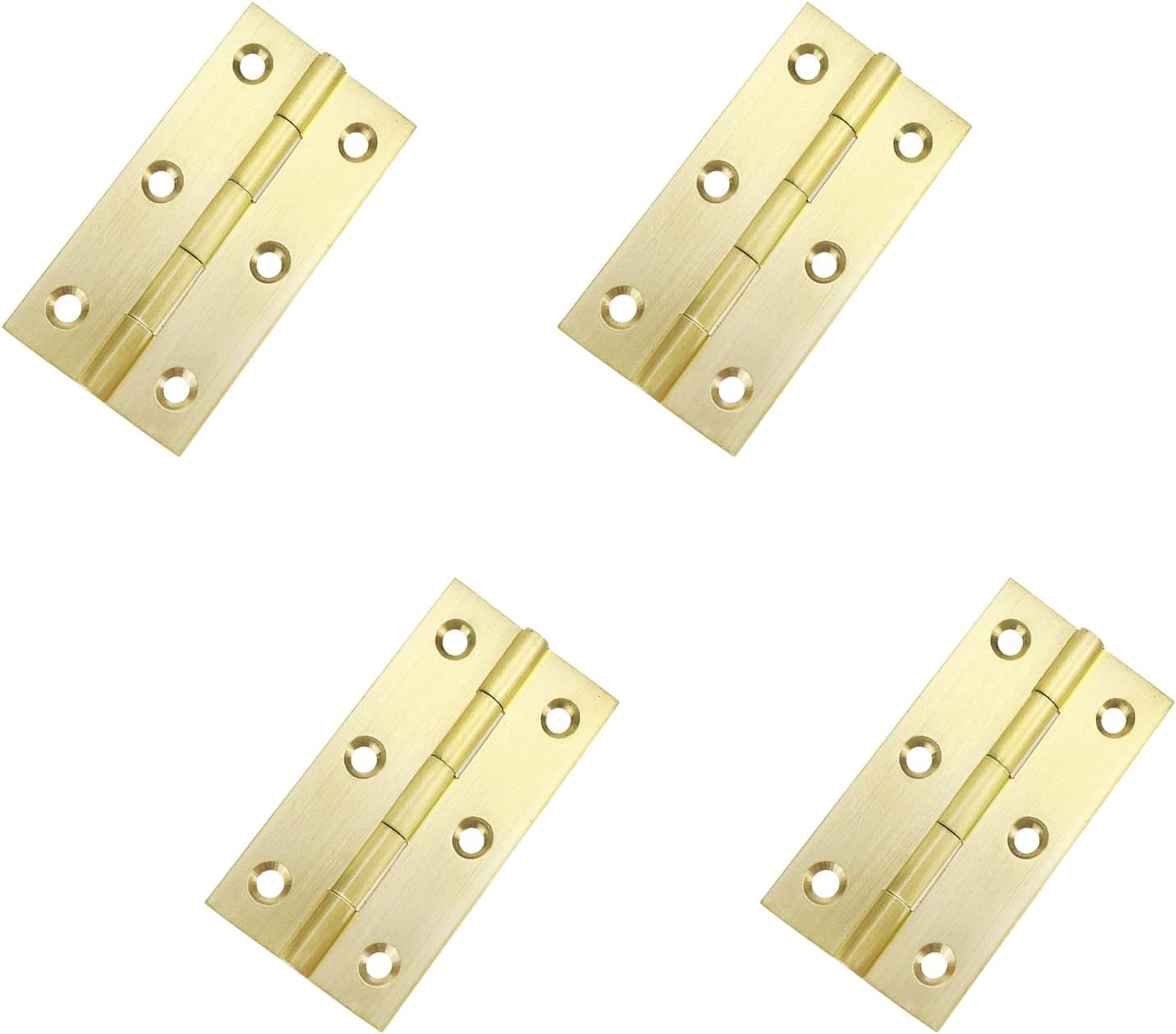 Mcredy 4 Pcs 3 Inch Cabinet Hinges Solid Brass Door Hinges with Mounting Screws for Gate Closet Box, Gold