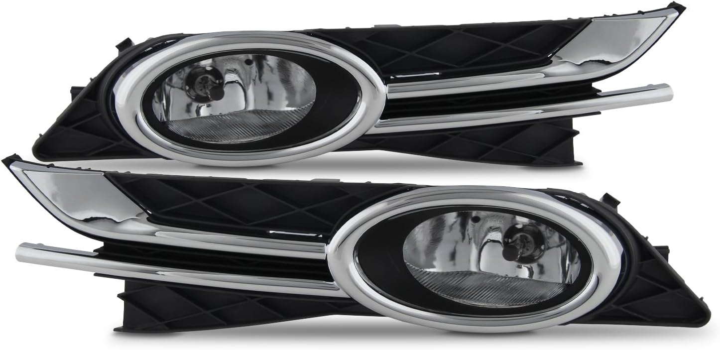 AKKON - For 14-17 Honda Odyssey RL5 Chrome Clear Bumper Driving Fog Light Lamp Assembly W/Switch + Harness + Bulbs